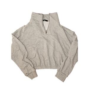 Trendy Queen Cropped Jacket Womens Gray Cinched Waist Top Size Large (768)